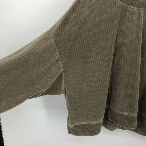 H&M Boxy Sweatshirt Womens Large Green Ribbed Velour Velvet - Picture 4 of 9